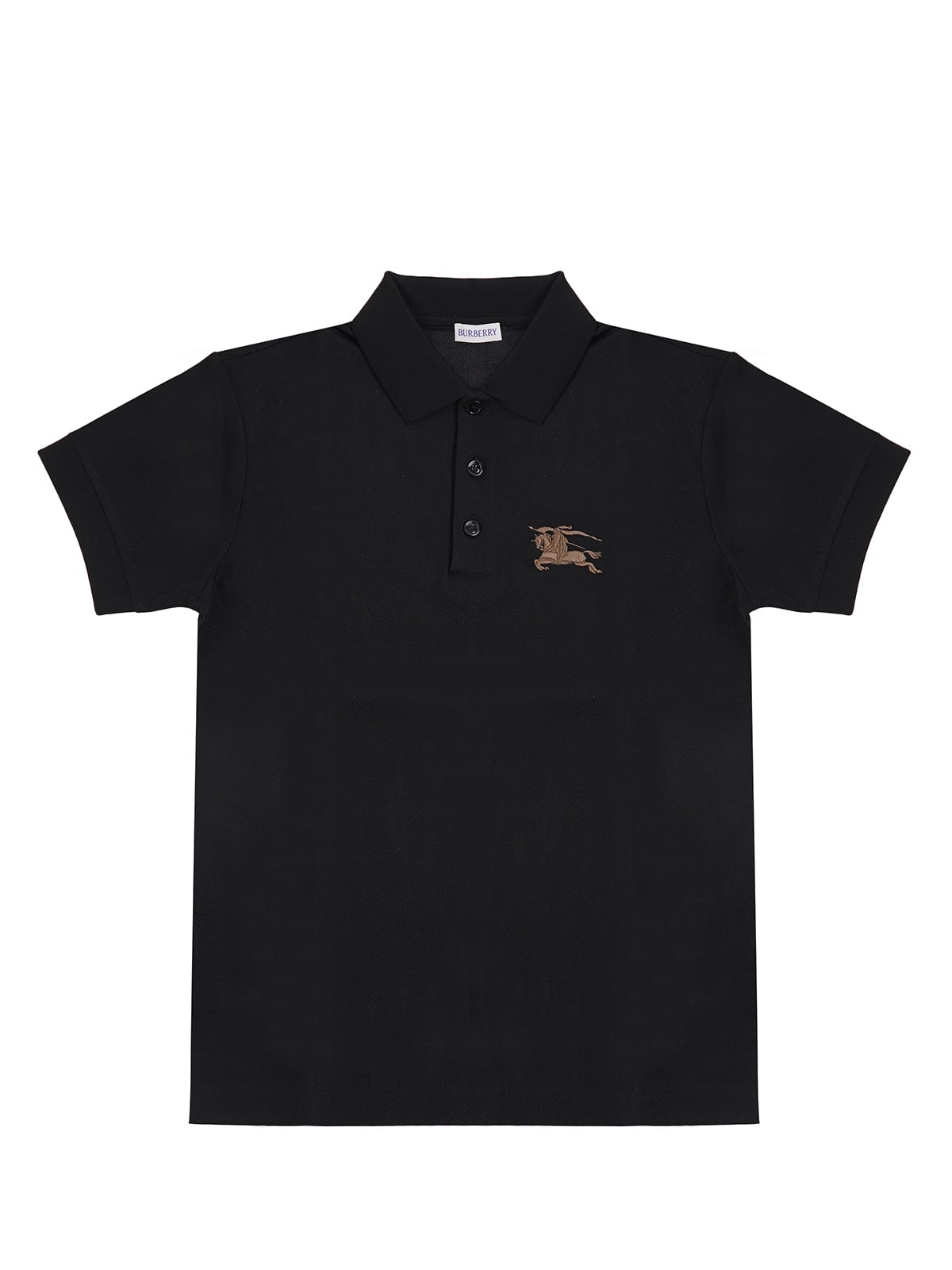 Metallic EKD Cotton Polo Shirt Black-Burberry