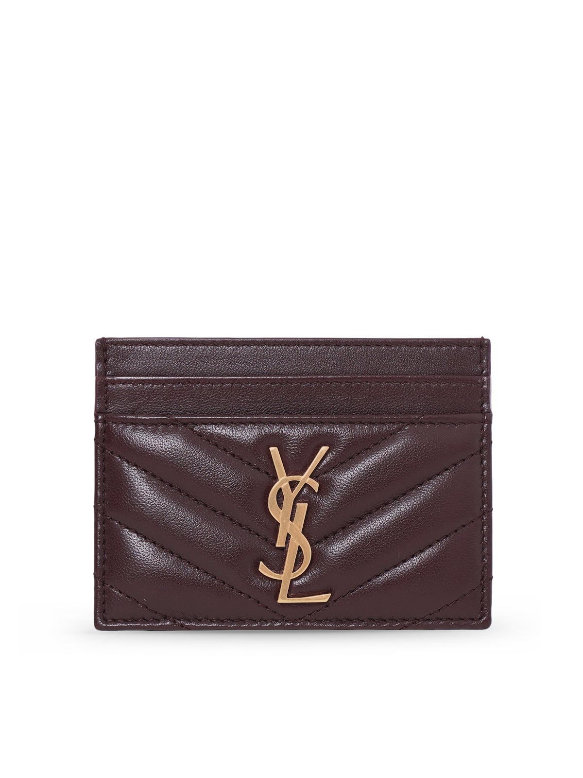 Cassandre Card Case Lambskin Rouge Cabernet GHW-Saint Laurent