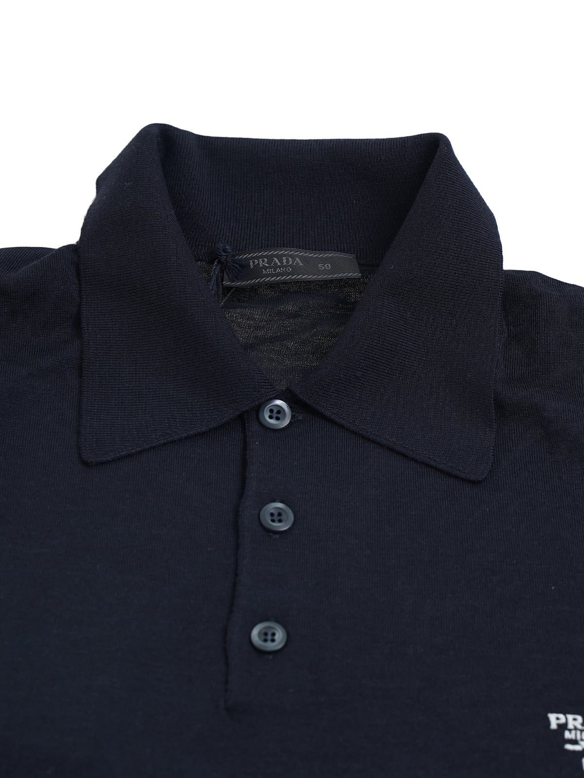 Superfine Wool Polo Shirt Navy Blue