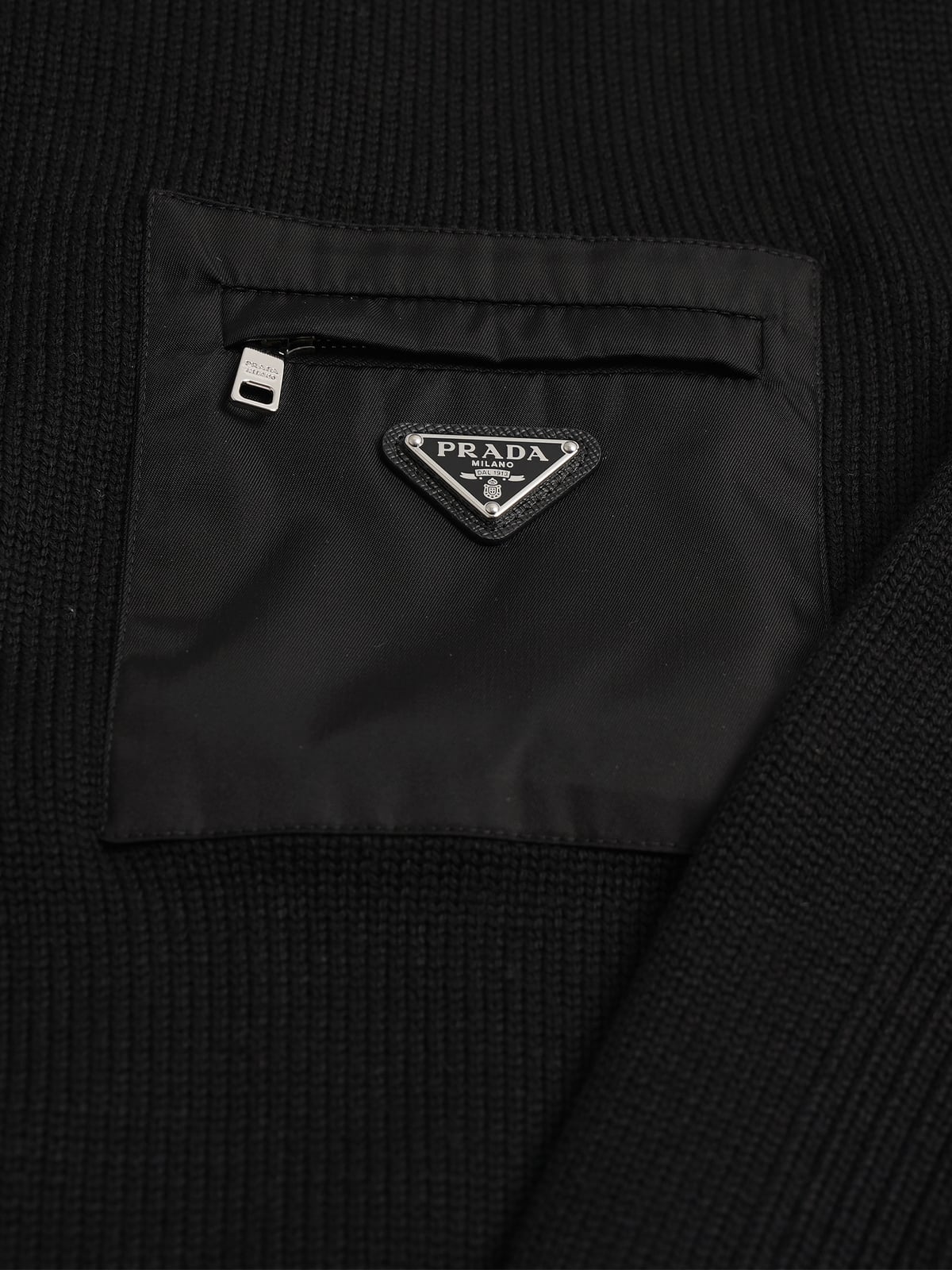 Patch with Welt Pocket Sweater Wool Black