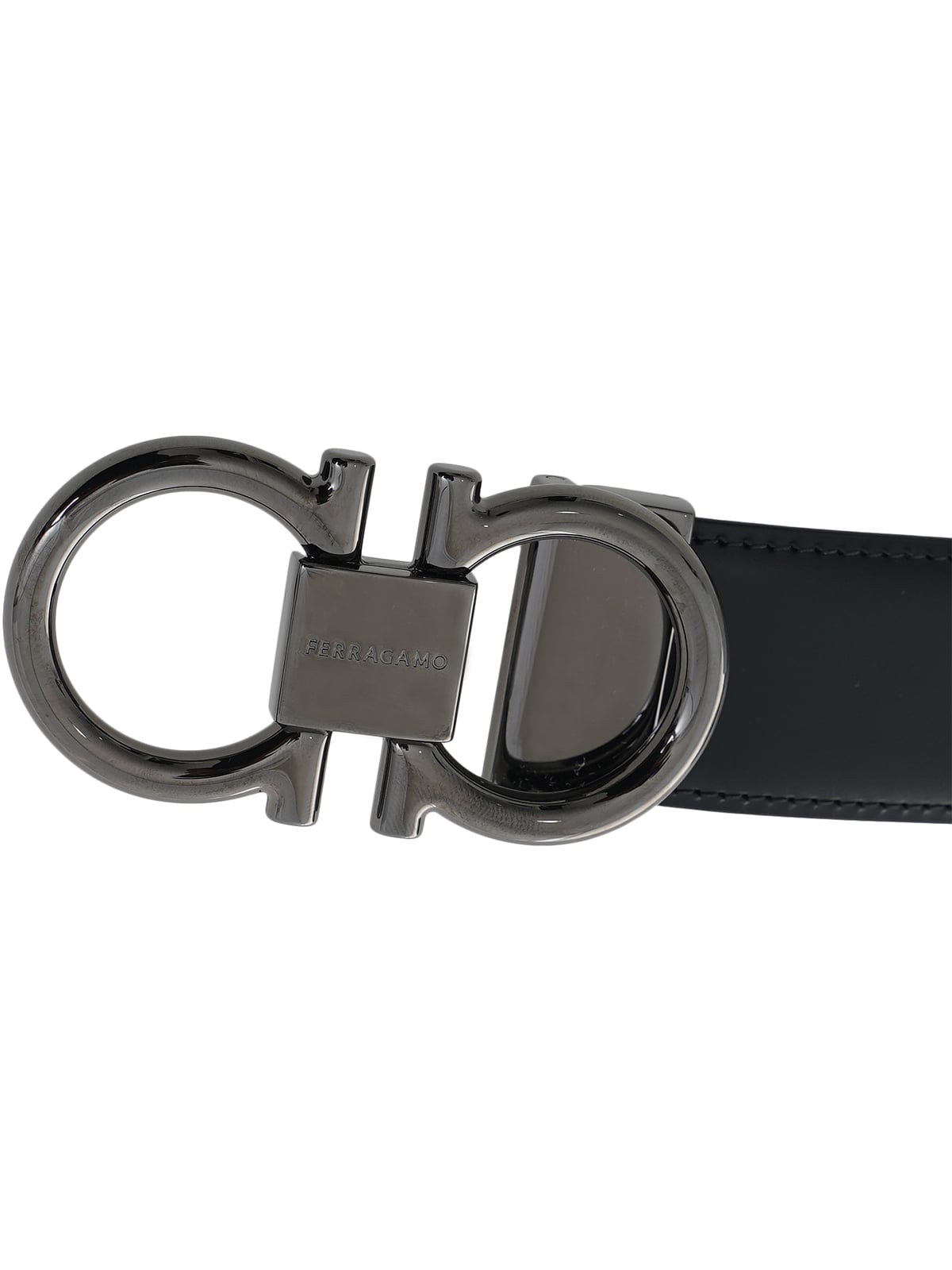 Gancini Reversible and Adjustable Belt 35 mm Calfskin Leather Black / Hickory RHW