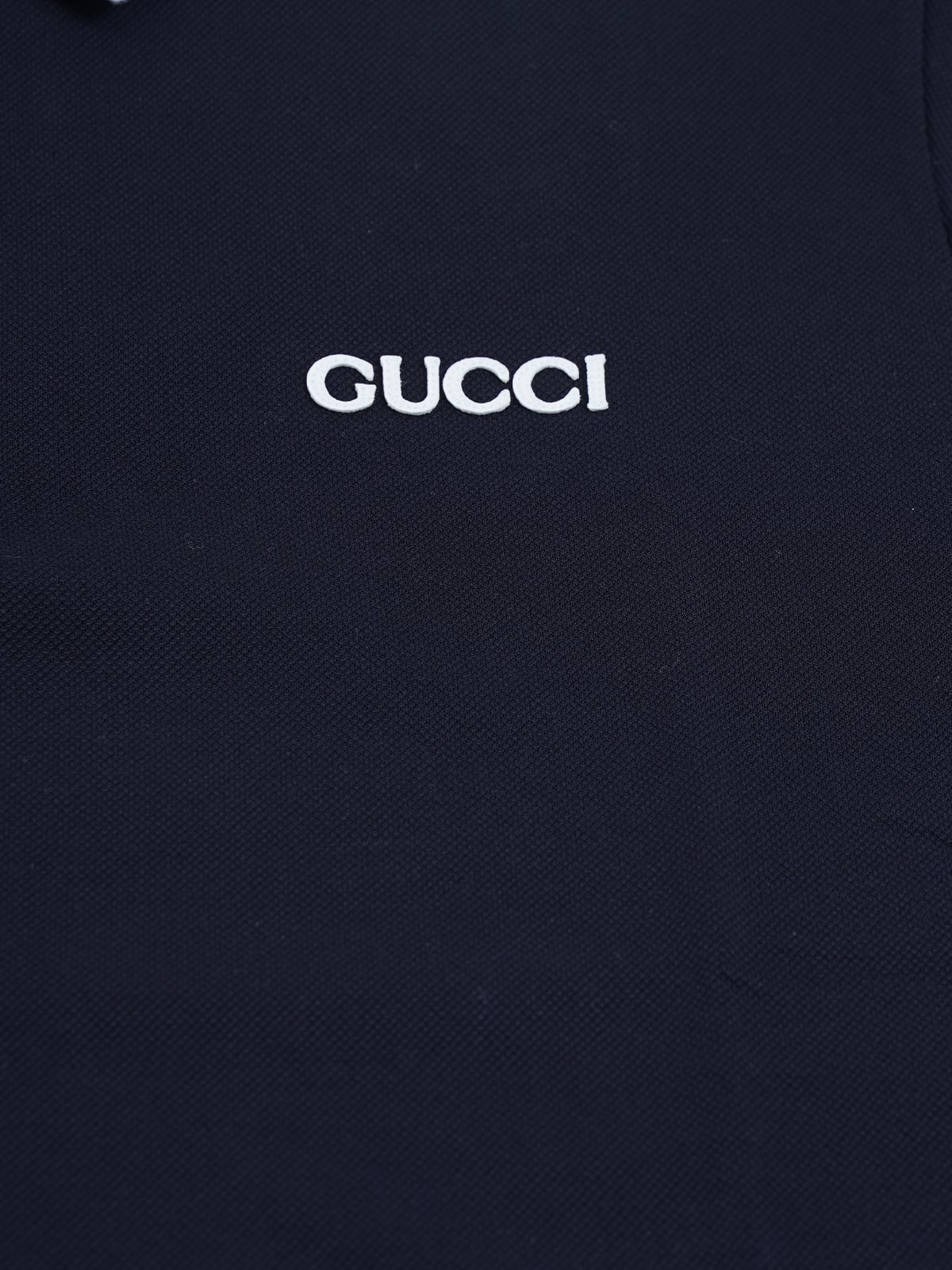 Embroidered Logo Cotton Piquet Polo Shirt Blue