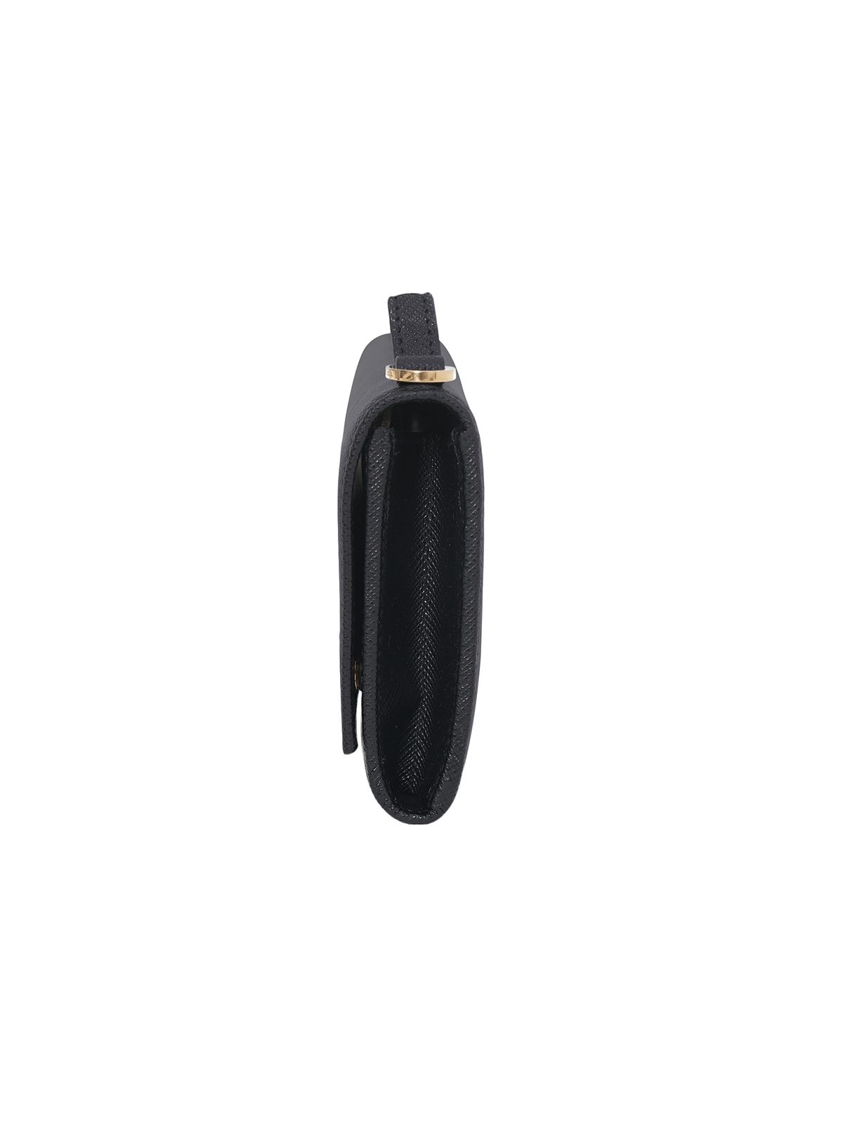 Saffiano Leather Wallet with Shoulder Strap Black