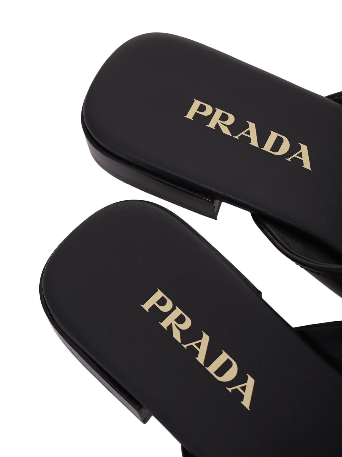 Crisscross Slides with Triangle Logo Buckle Leather Black