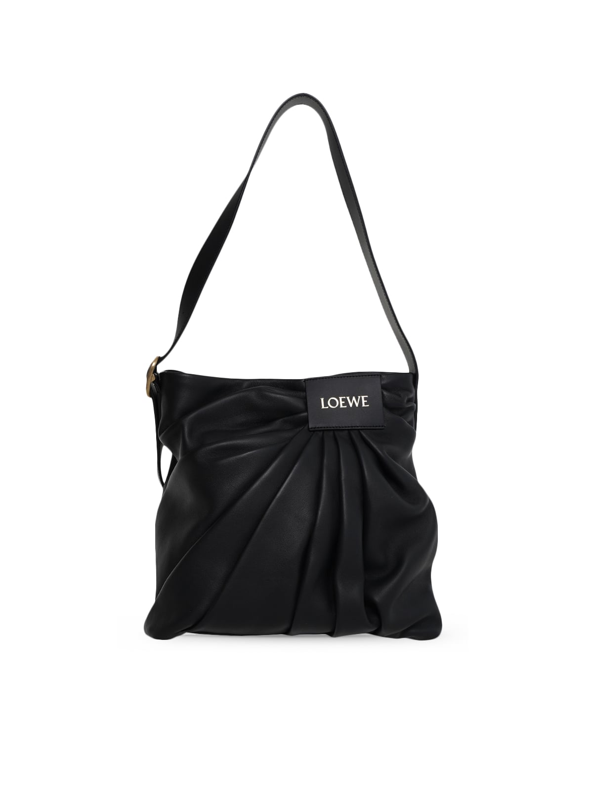 Draped Tote Mellow Shoulder Bag Nappa Lambskin Black GHW-Loewe