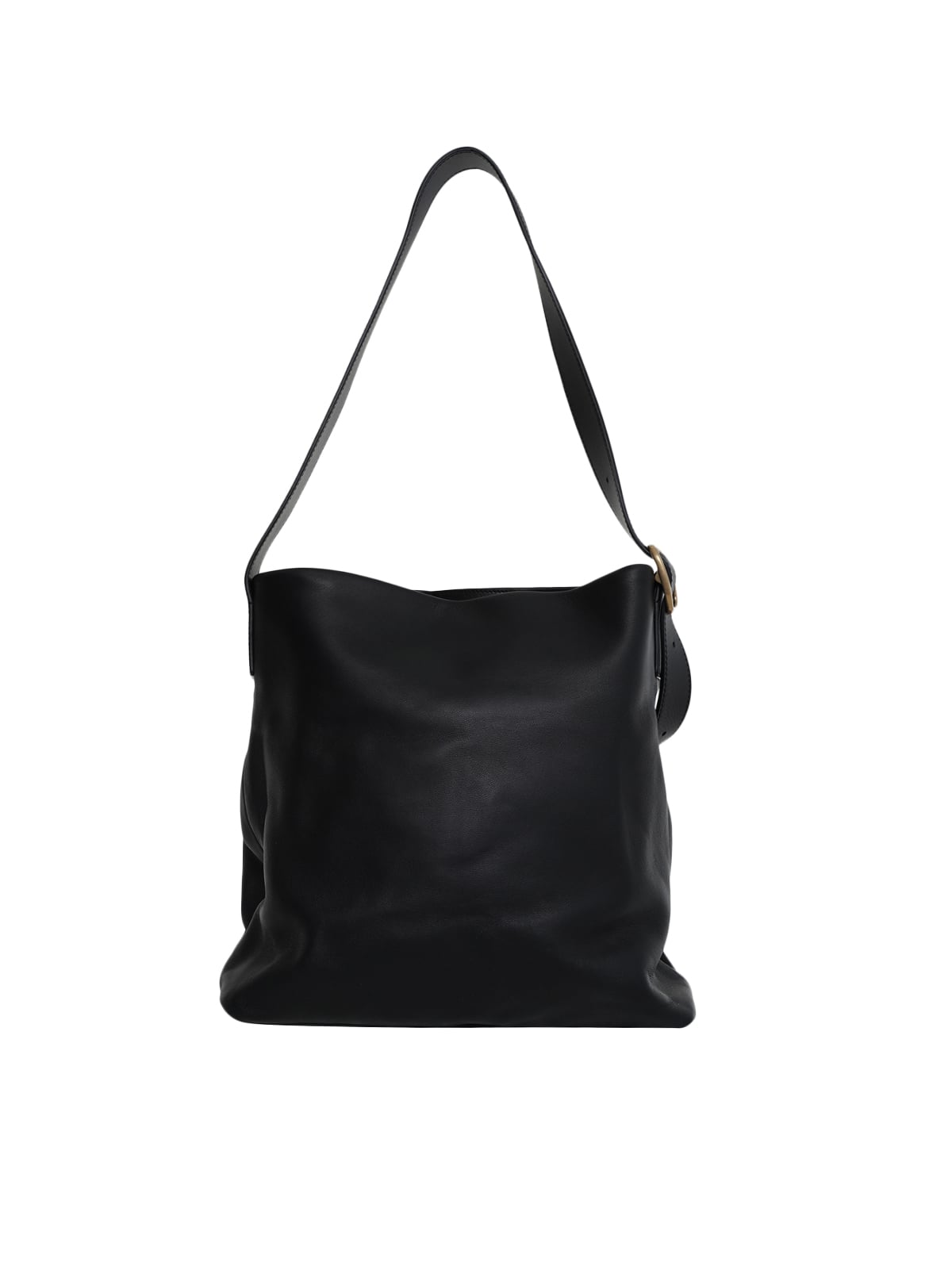Draped Tote Mellow Shoulder Bag Nappa Lambskin Black GHW