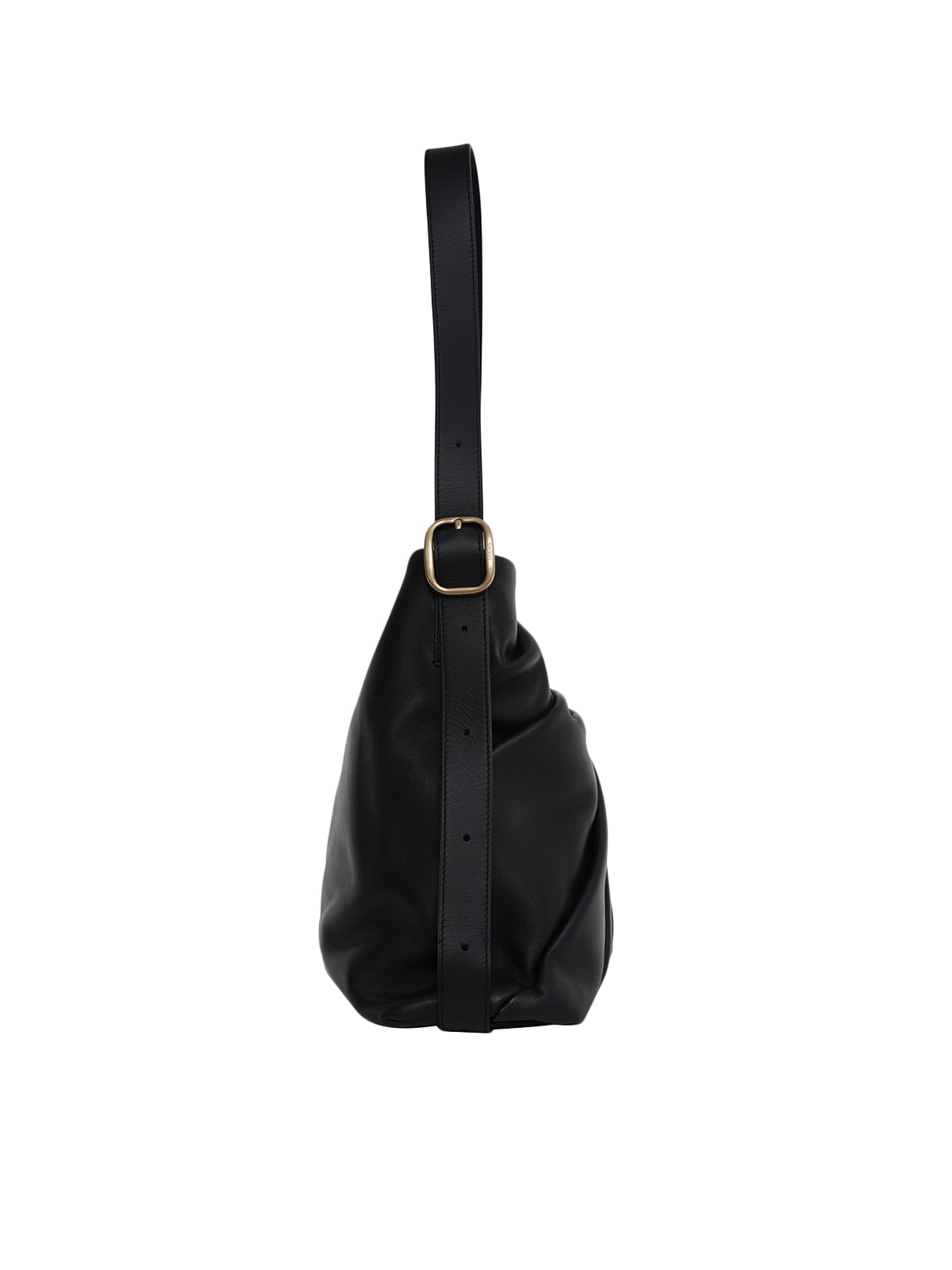 Draped Tote Mellow Shoulder Bag Nappa Lambskin Black GHW