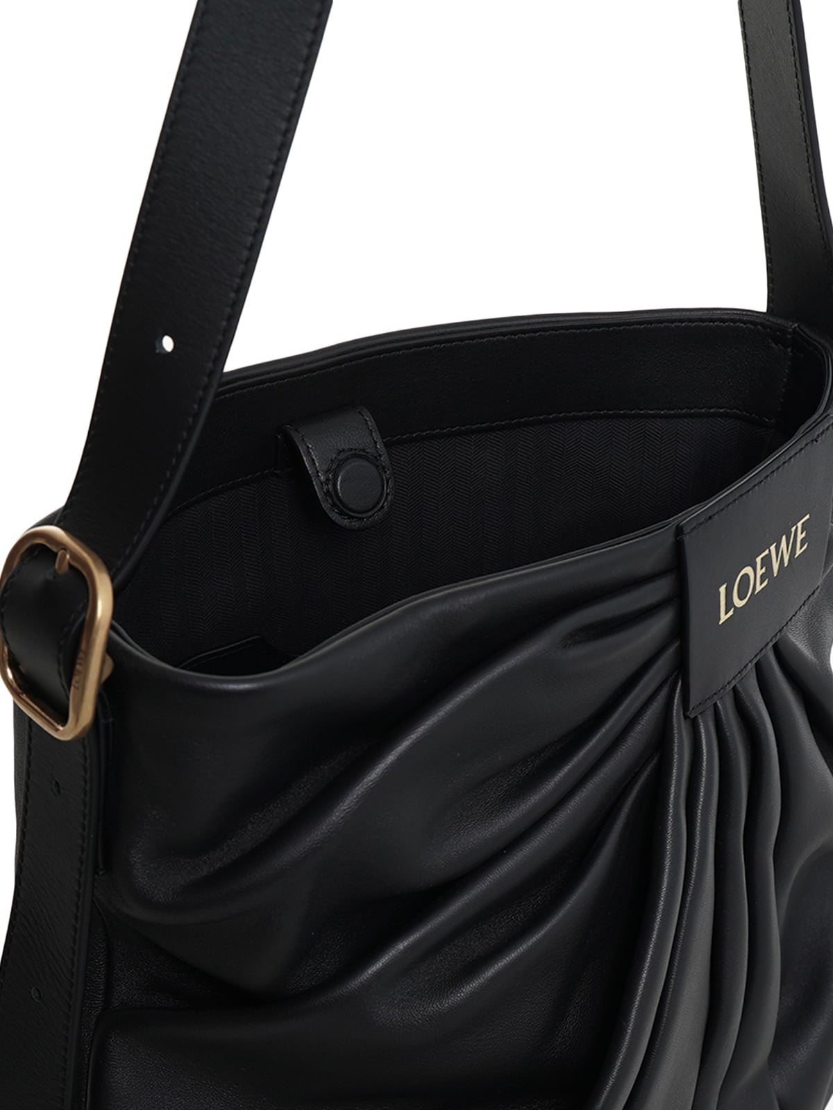 Draped Tote Mellow Shoulder Bag Nappa Lambskin Black GHW