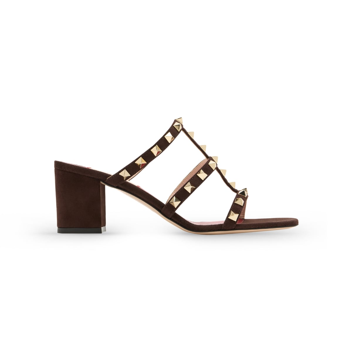 Rockstud Heels Sandal 60 Suede Brown-Valentino Garavani