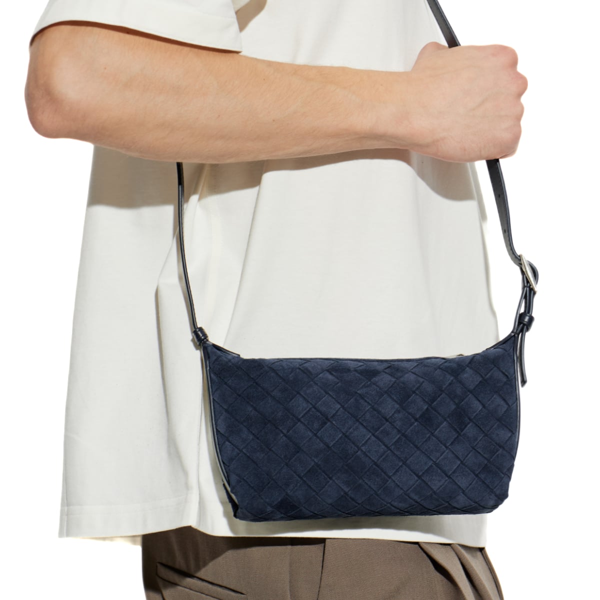 Traveler Suede Shoulder Bag Blue