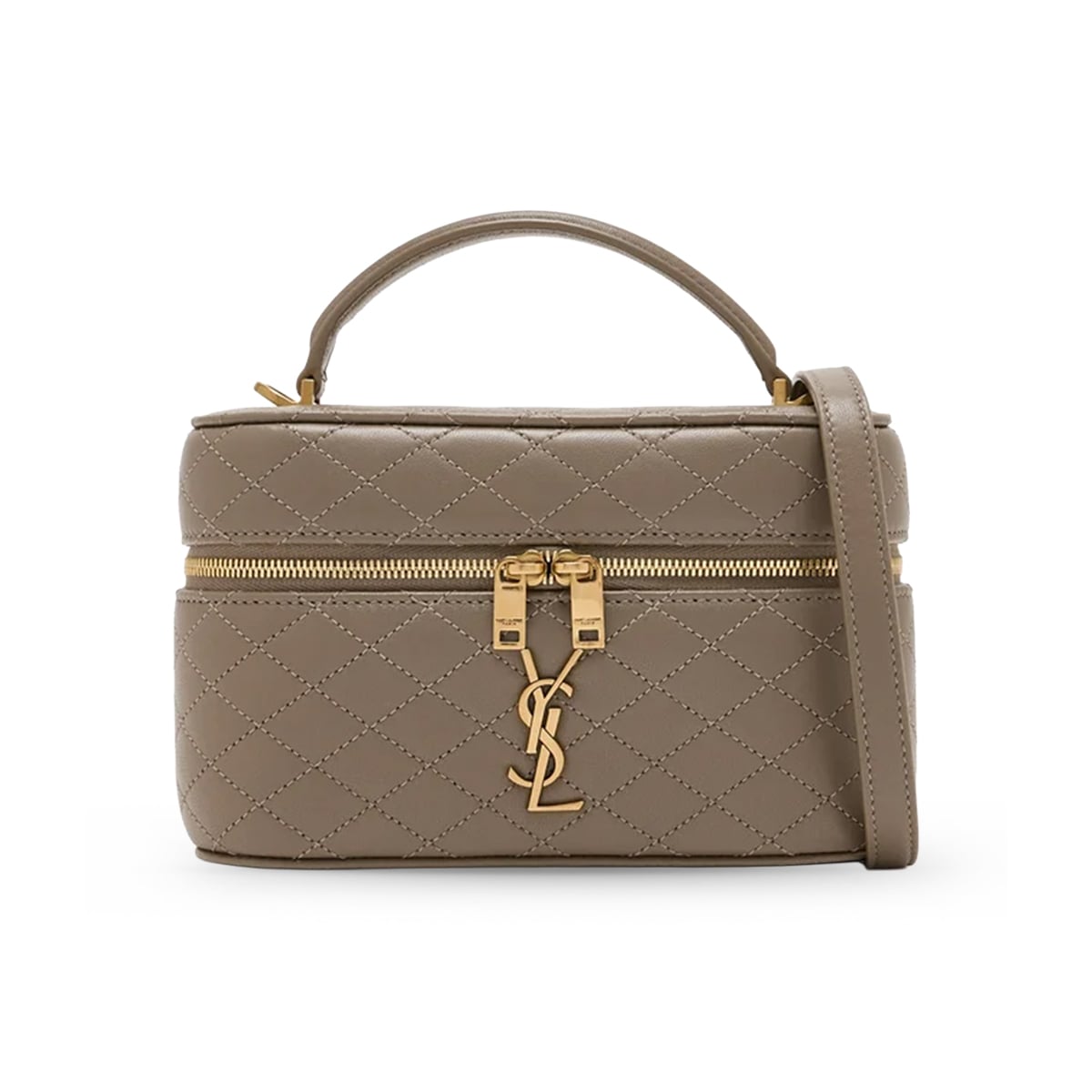 Gaby Medium Vanity Bag Lambskin Taupe GHW-Saint Laurent