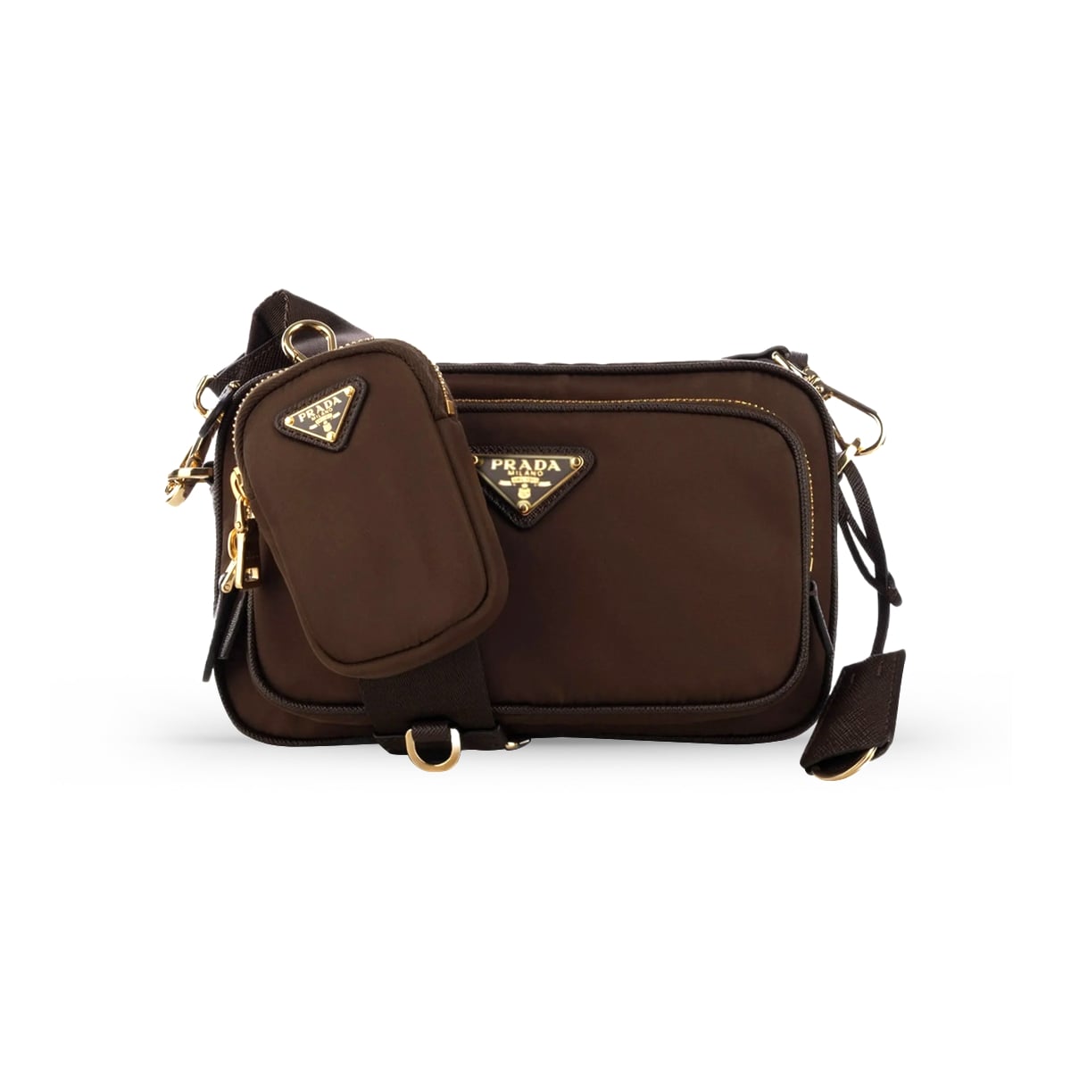 Triangle Logo Re-Nylon Mini Shoulder Bag Brown-Prada