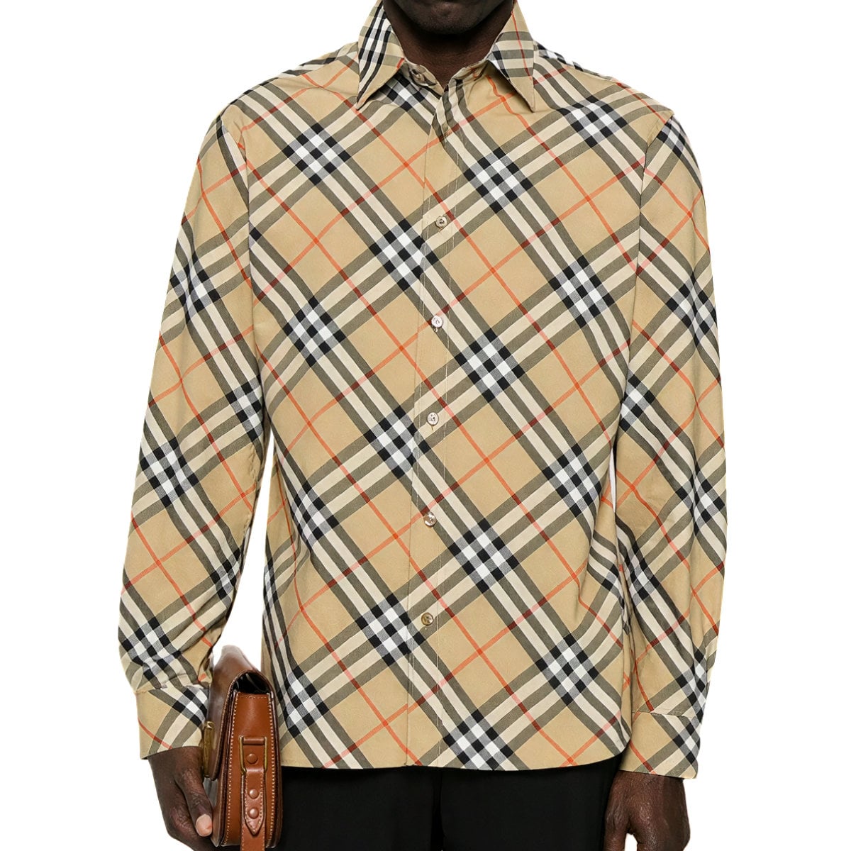 Relaxed Fit Check Cotton Flannel Shirt Sand Beige