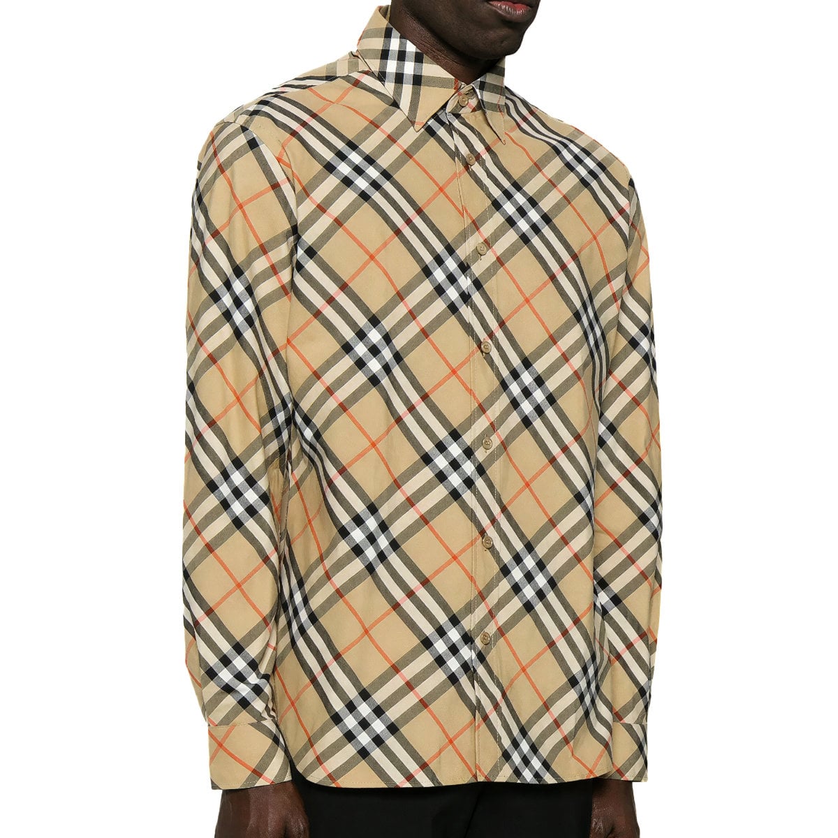 Relaxed Fit Check Cotton Flannel Shirt Sand Beige