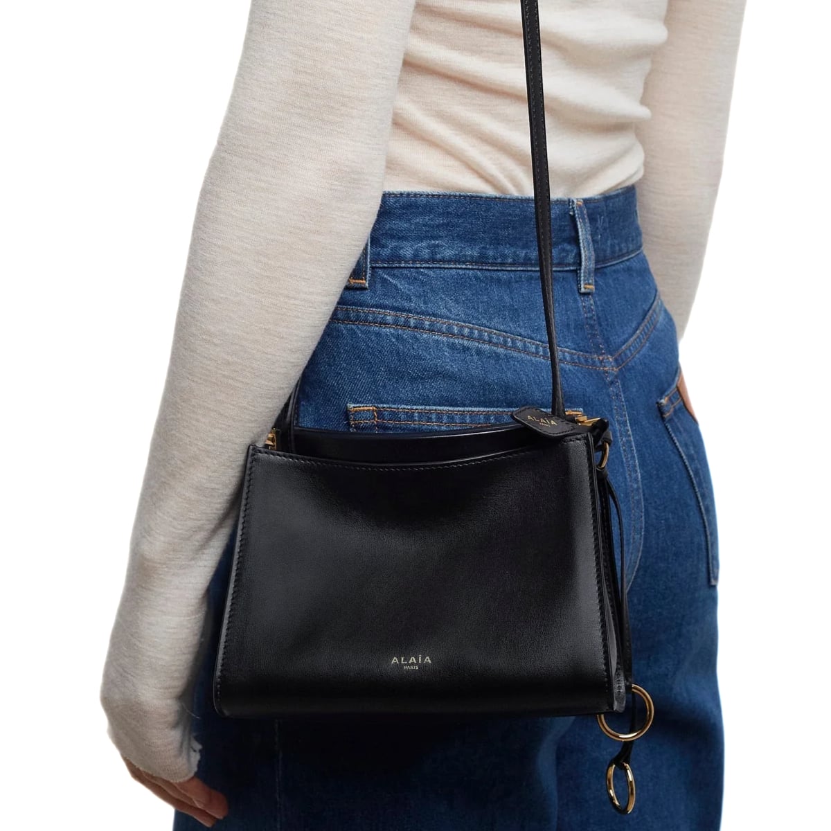 Le Click Small Square Shoulder Bag Calfskin Black