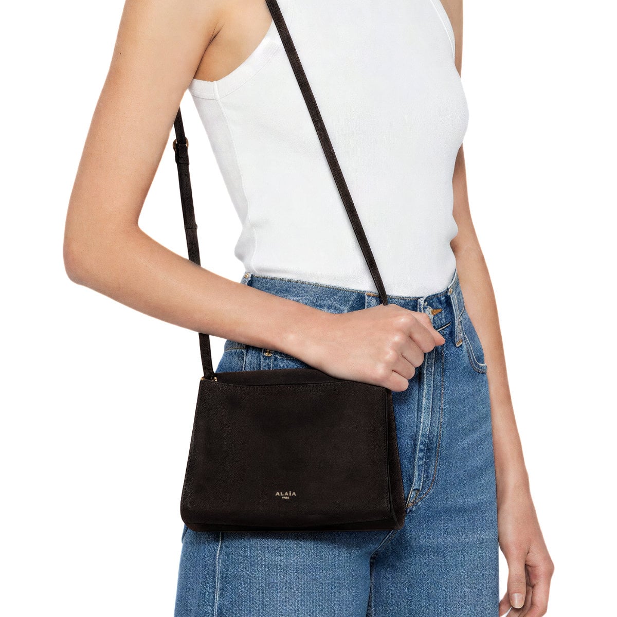 Le Click Small Square Bag Nubuck Dark Brown