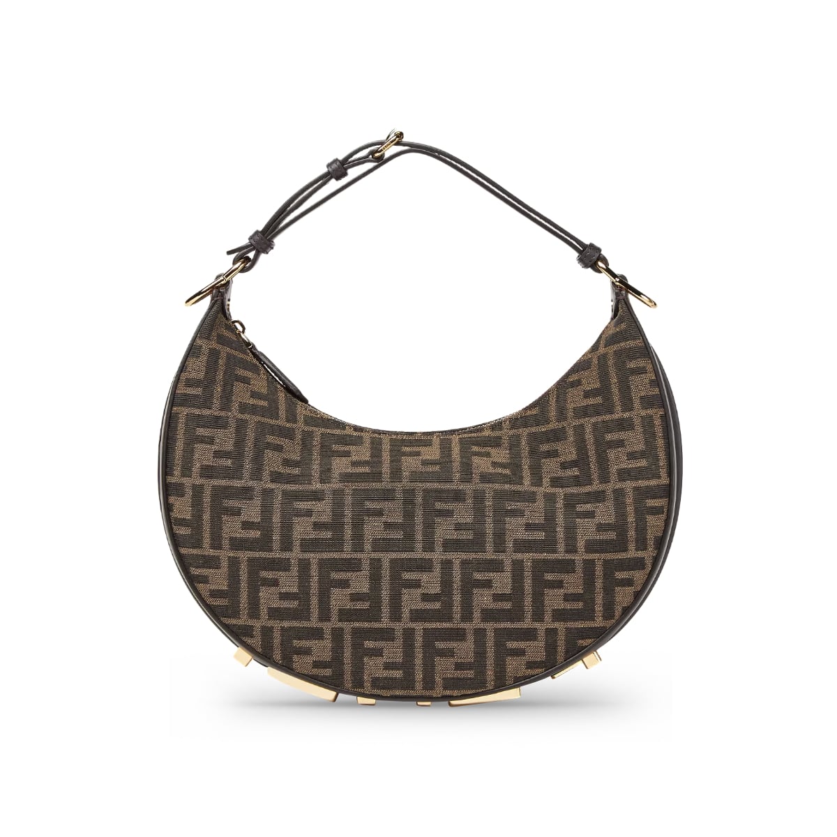 F'graphy Small FF Jacquard Fabric Shoulder Bag Brown-Fendi
