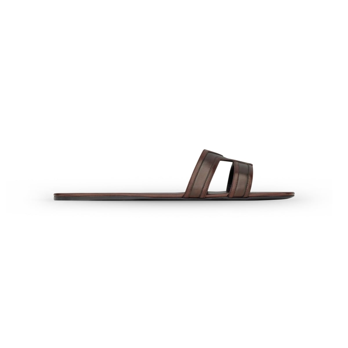 Mabrouka Slides Leather Brown-Saint Laurent