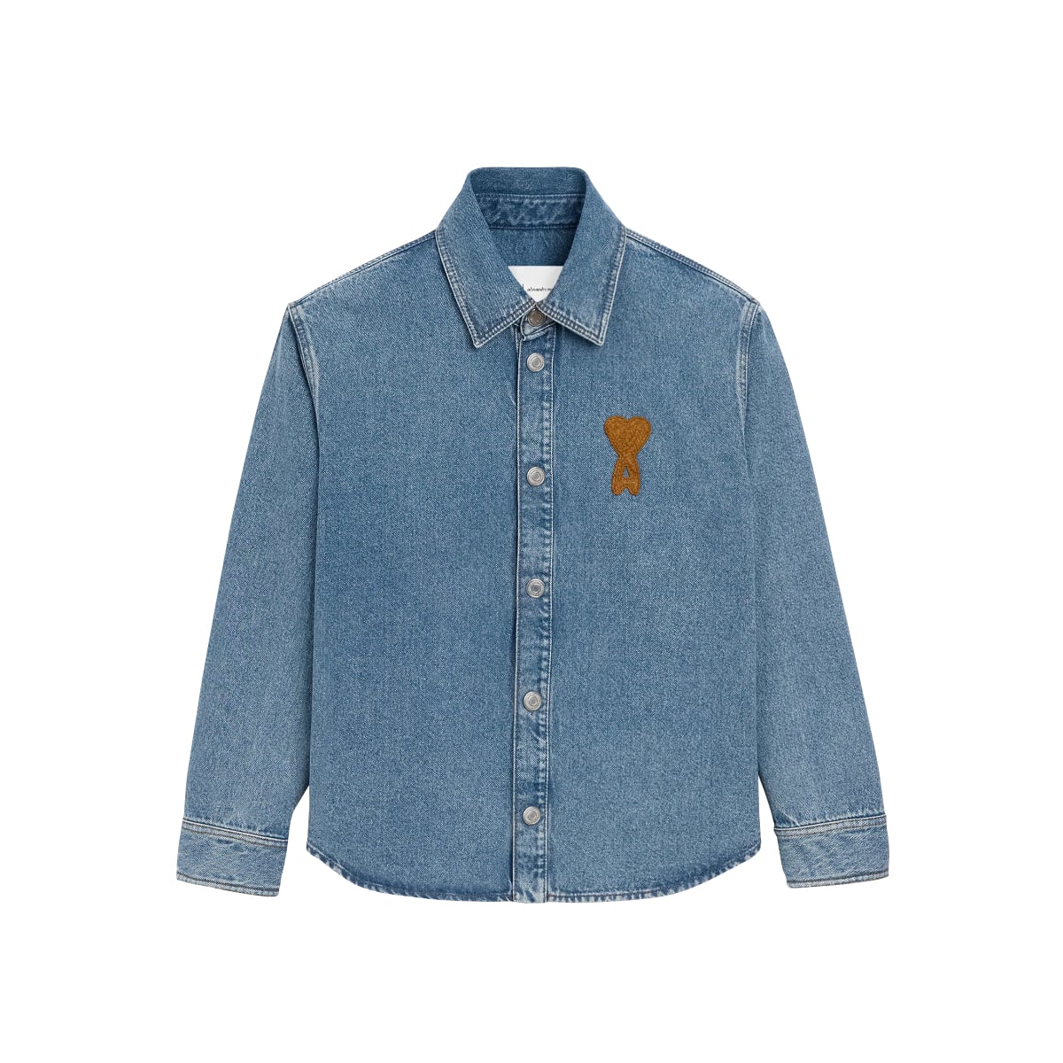 Knitted Ami De Coeur Overshirt Denim Used Blue-Ami Paris