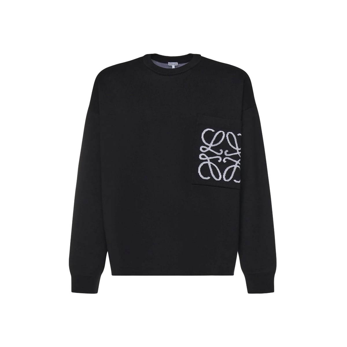 Anagram Pocket Sweater Cotton Blend Black-Loewe