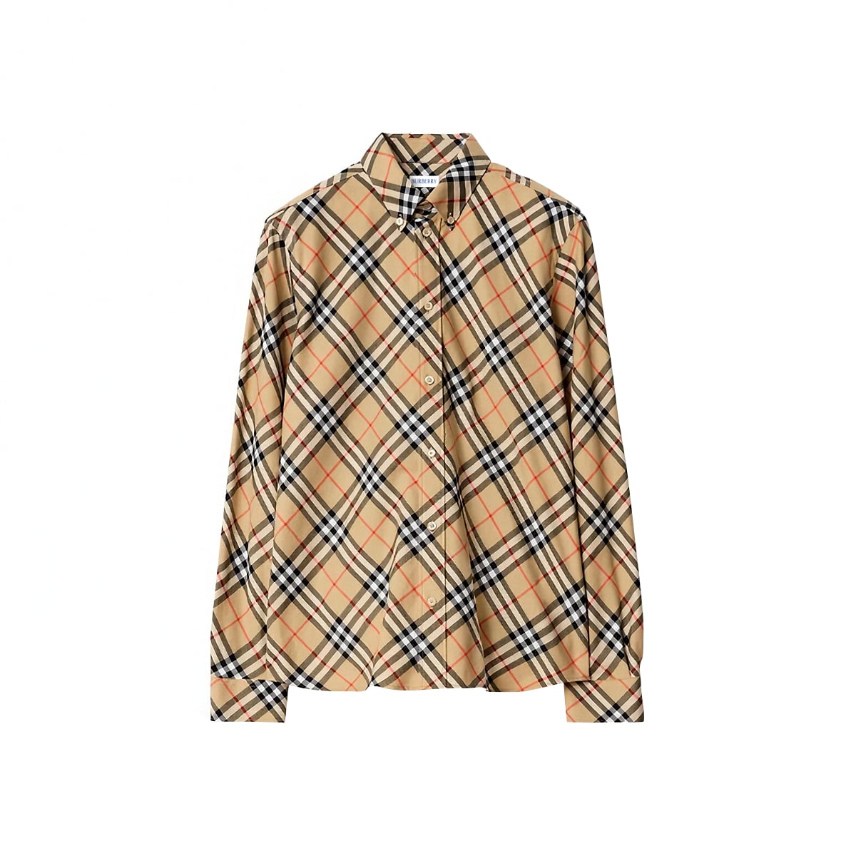 Relaxed Fit Check Cotton Flannel Shirt Sand Beige-Burberry