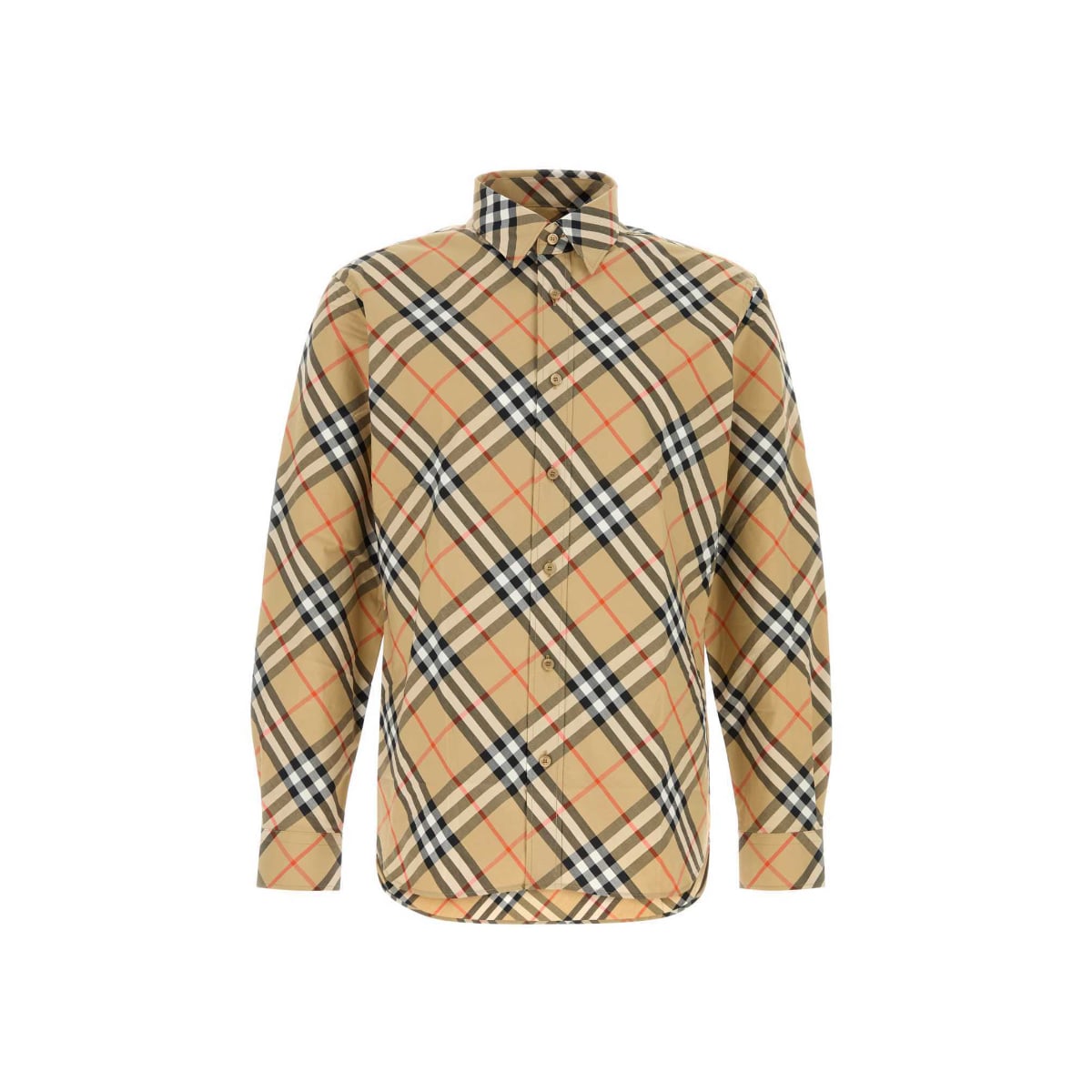 Diagonal Check Cotton Shirt Beige-Burberry