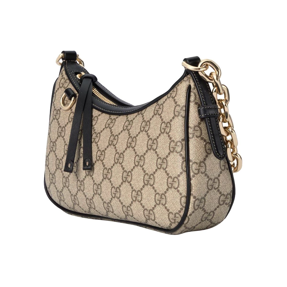 GG Emblem Small Shoulder Bag Beige and Black LGHW
