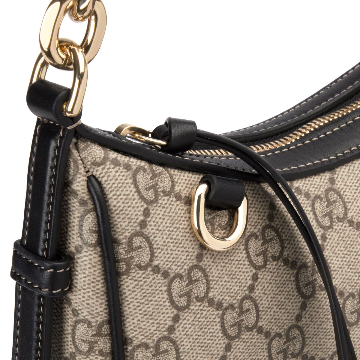 GG Emblem Small Shoulder Bag Beige and Black LGHW