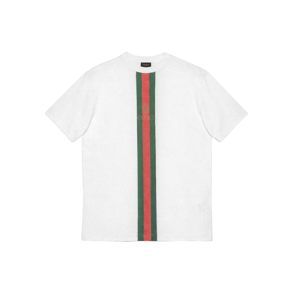 Cotton Jersey T-Shirt Web Strip Print White-Gucci