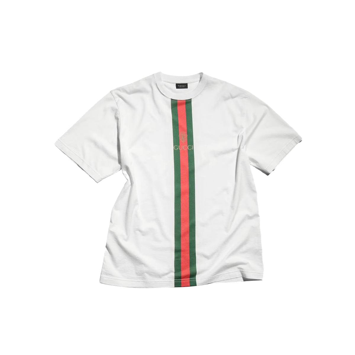 Cotton Jersey T-Shirt Web Strip Print White