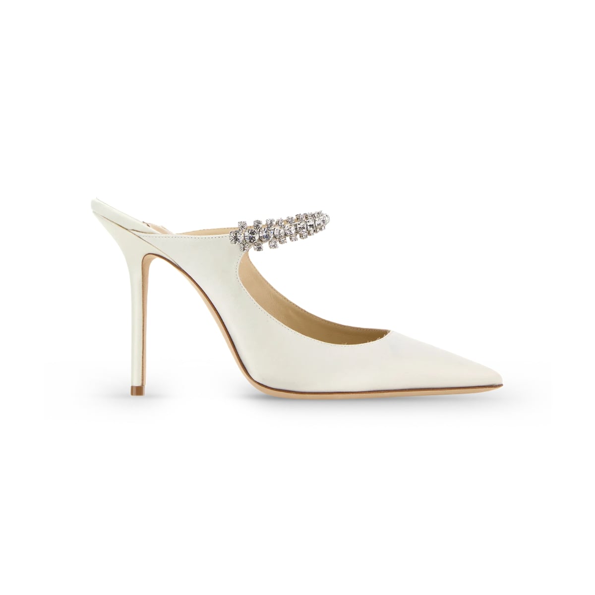 Bing 100 Crystal Pump Heels Leather White-Jimmy Choo