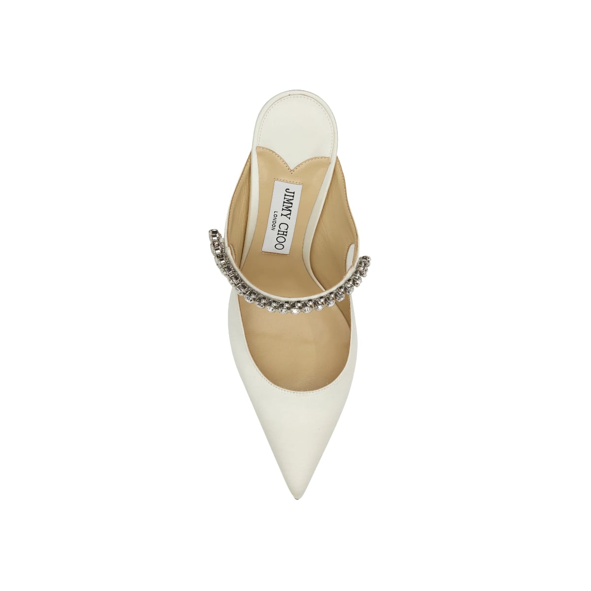 Bing 100 Crystal Pump Heels Leather White