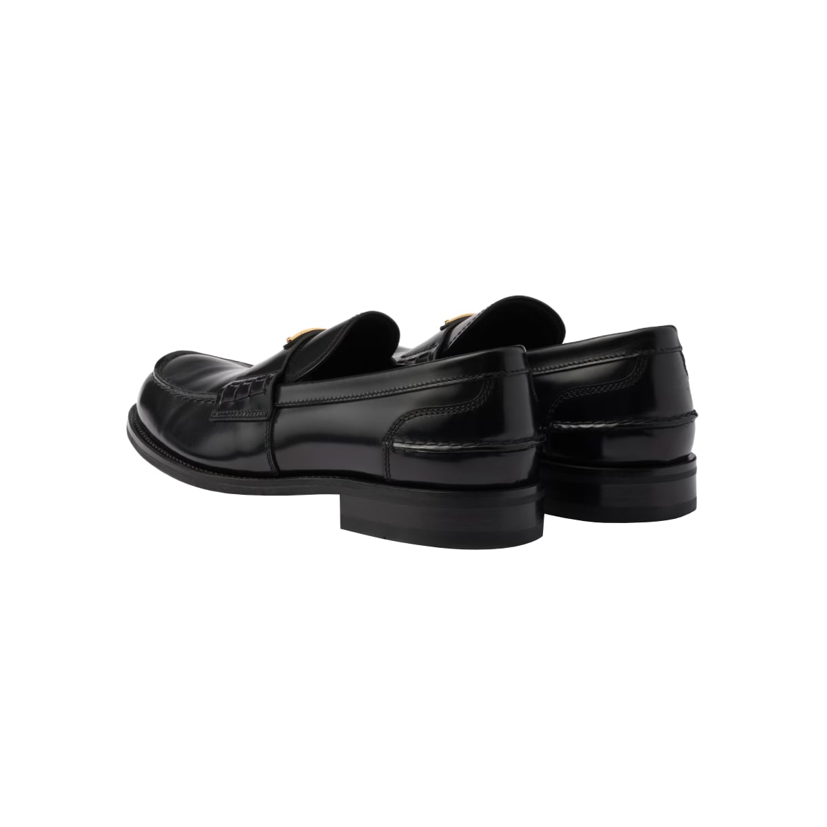 Triangle Logo Brushed Loafers Leather Black