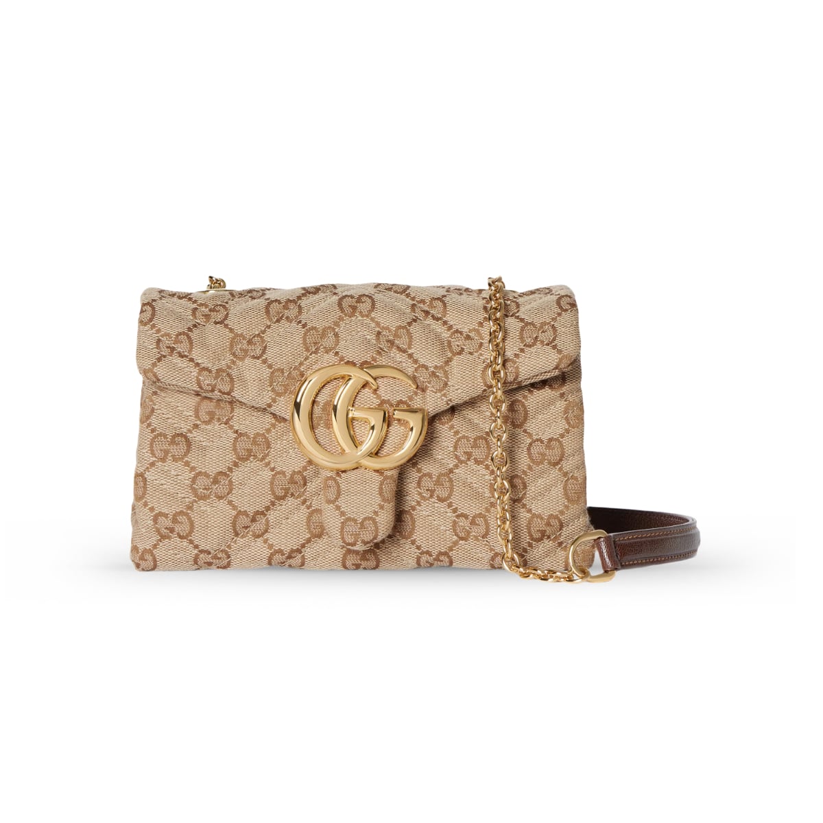 GG Marmont Mini Shoulder Bag Canvas Sand Brown GHW-Gucci