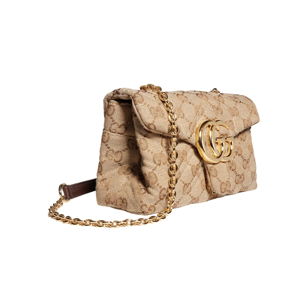 GG Marmont Mini Shoulder Bag Canvas Sand Brown GHW