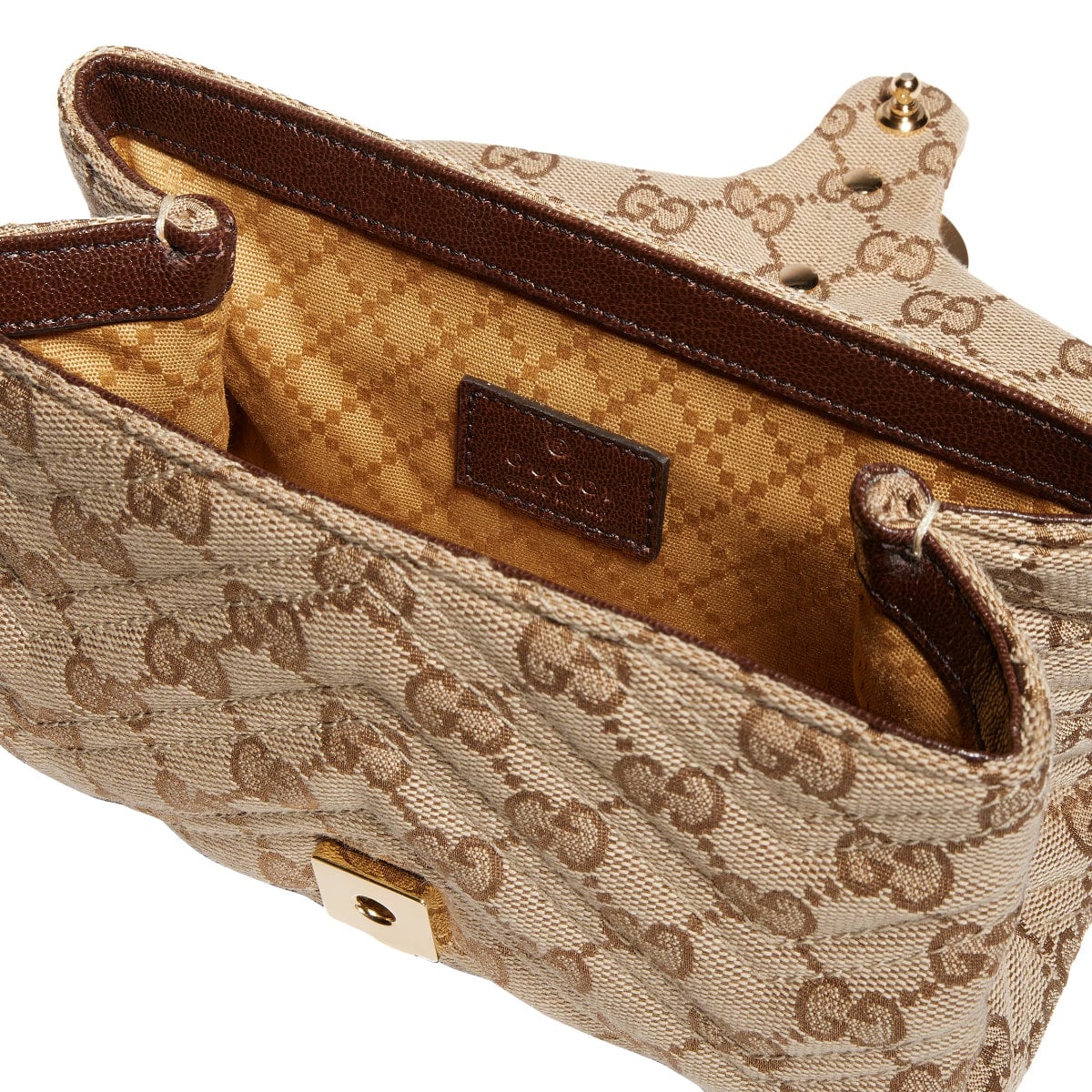 GG Marmont Mini Shoulder Bag Canvas Sand Brown GHW