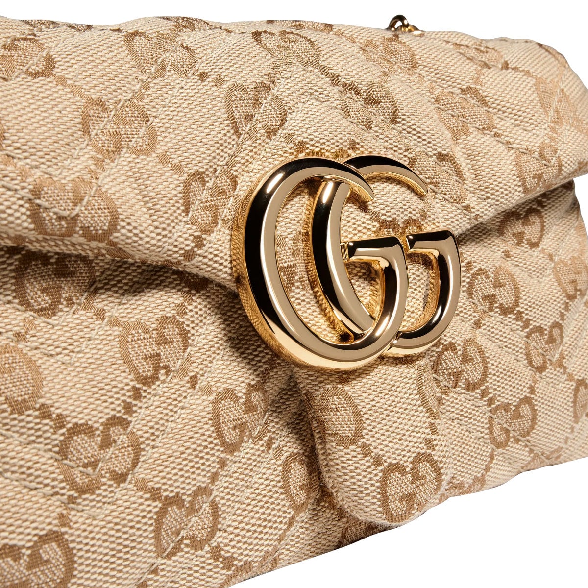 GG Marmont Mini Shoulder Bag Canvas Sand Brown GHW