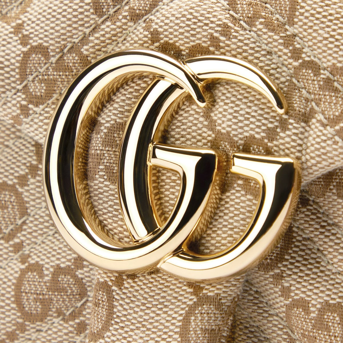GG Marmont Mini Shoulder Bag Canvas Sand Brown GHW