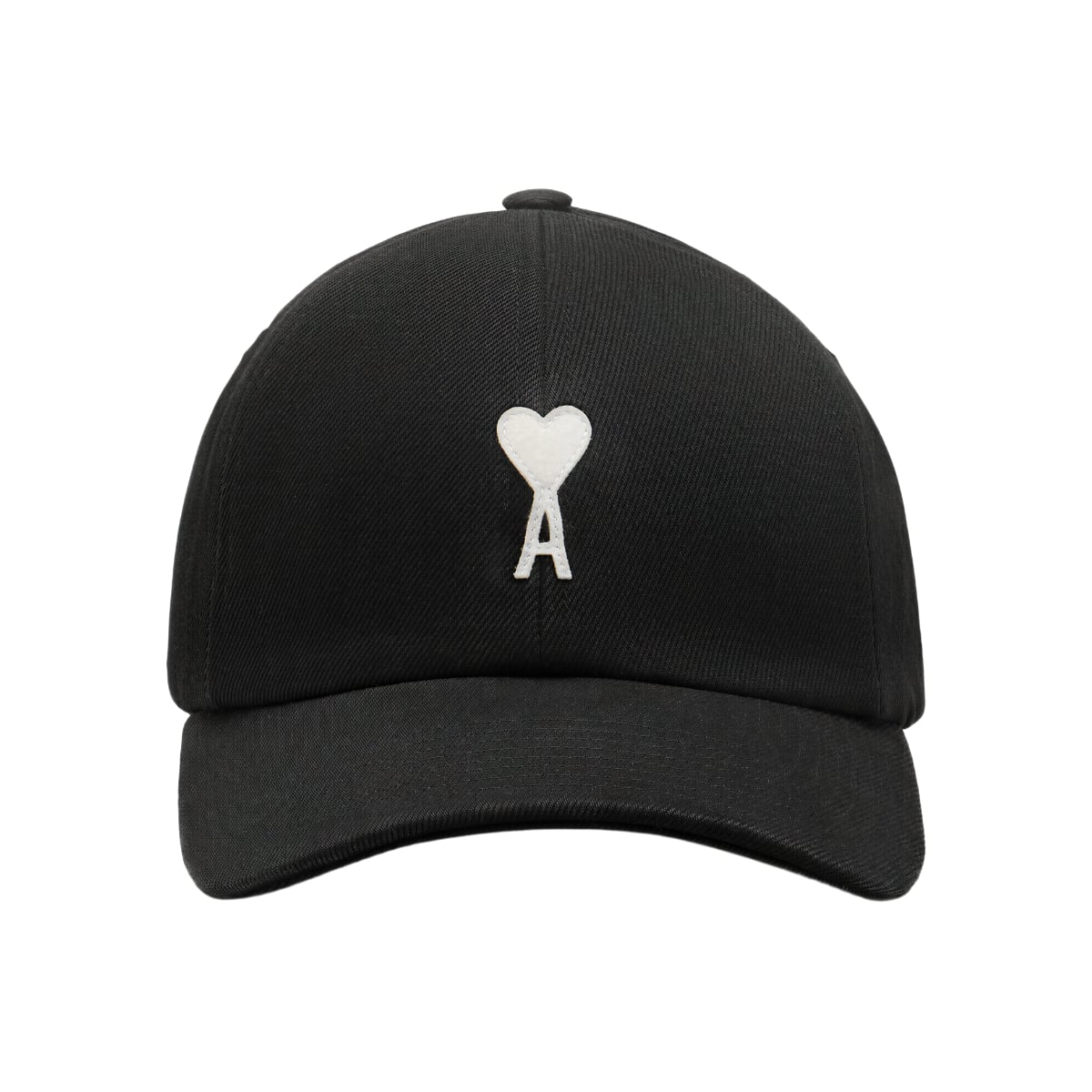 Ami De Coeur White Logo Felt Patch Cap Cotton Black-Ami Paris