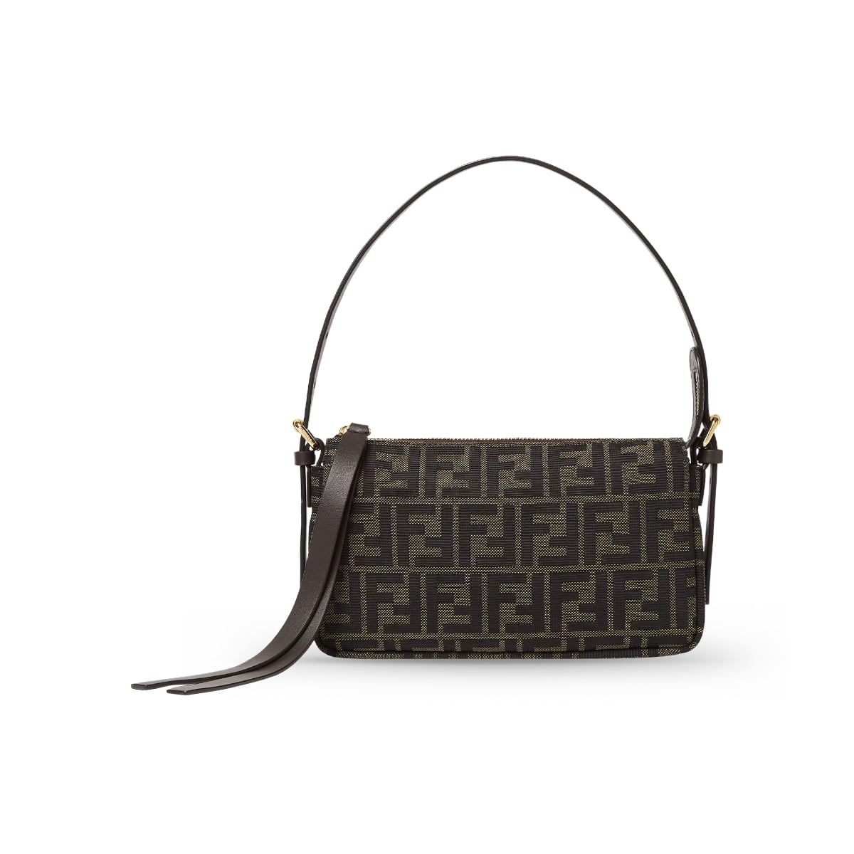 Small Zip Top Bag FF Zucca Jacquard Brown GHW-Fendi