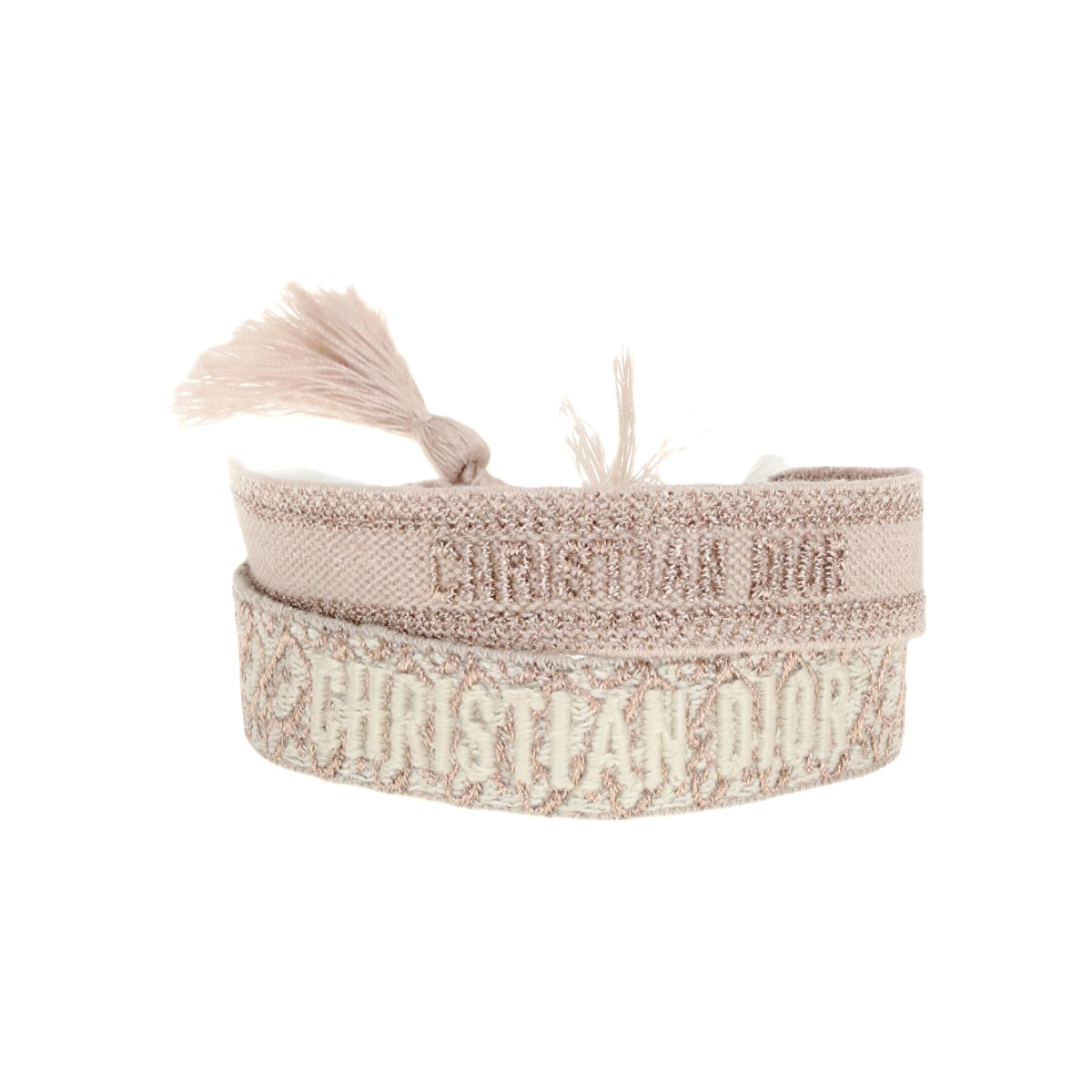J’Adior Woven Embroidered Cotton Bracelet Pink-Christian Dior