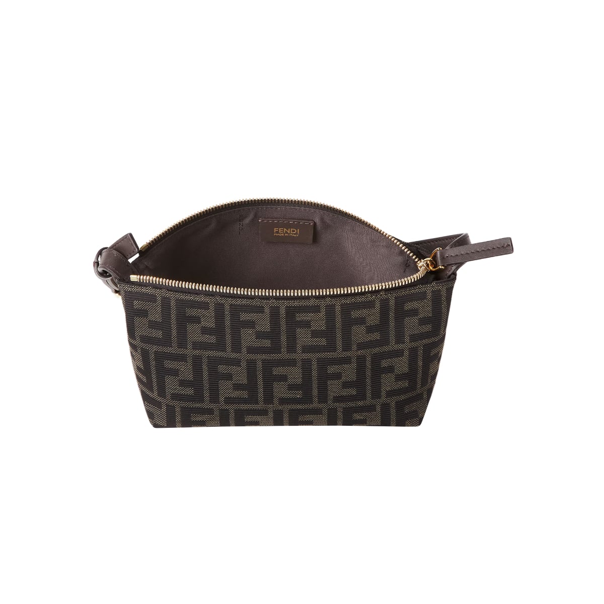 Small Vanity Pouch Bag FF Zucca Jacquard Brown GHW