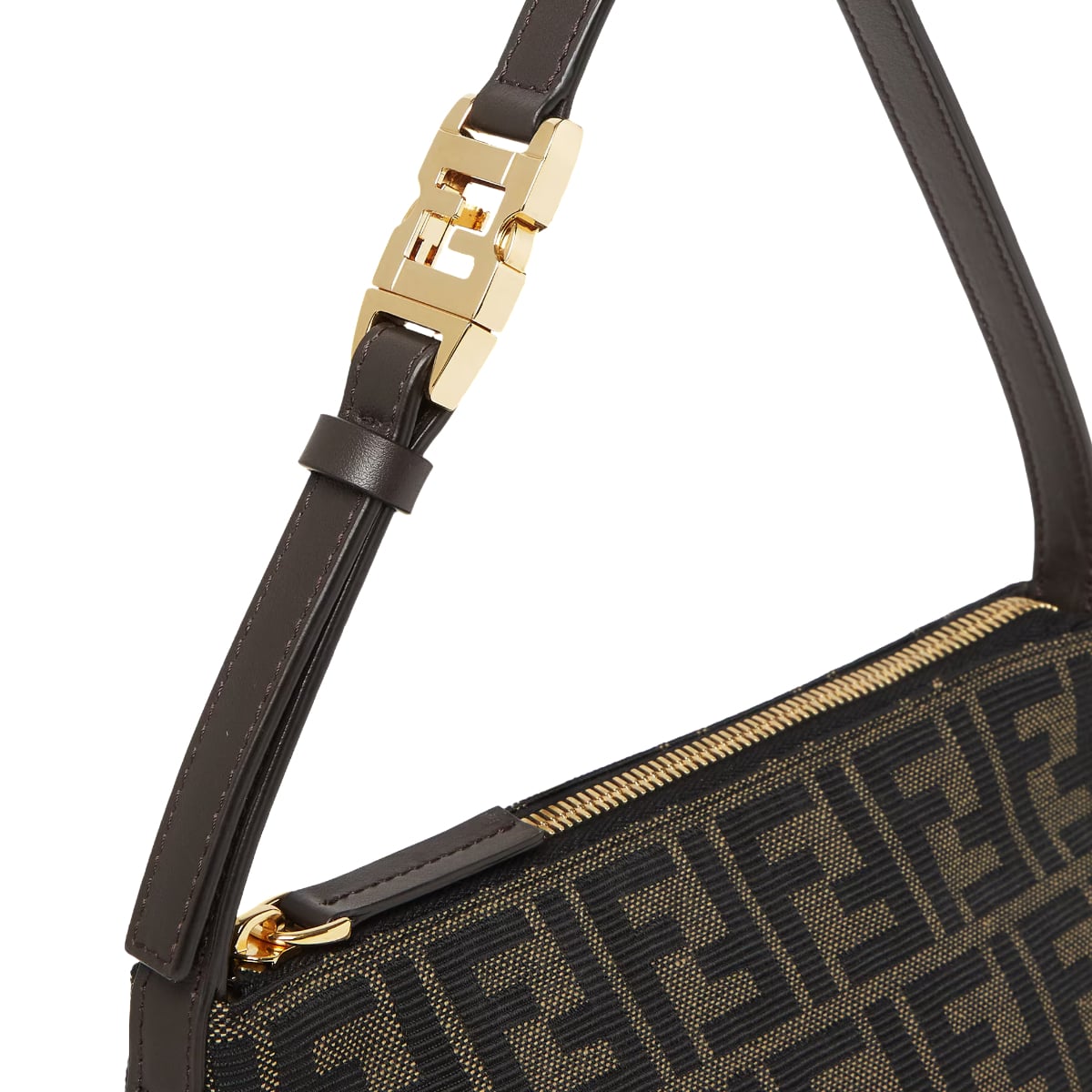 Small Vanity Pouch Bag FF Zucca Jacquard Brown GHW