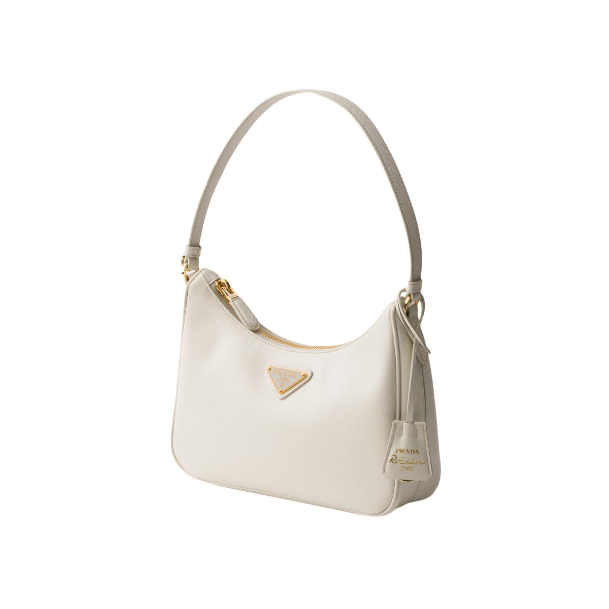 Mini Re-Edition 2005 Saffiano Leather Bag Chalk White