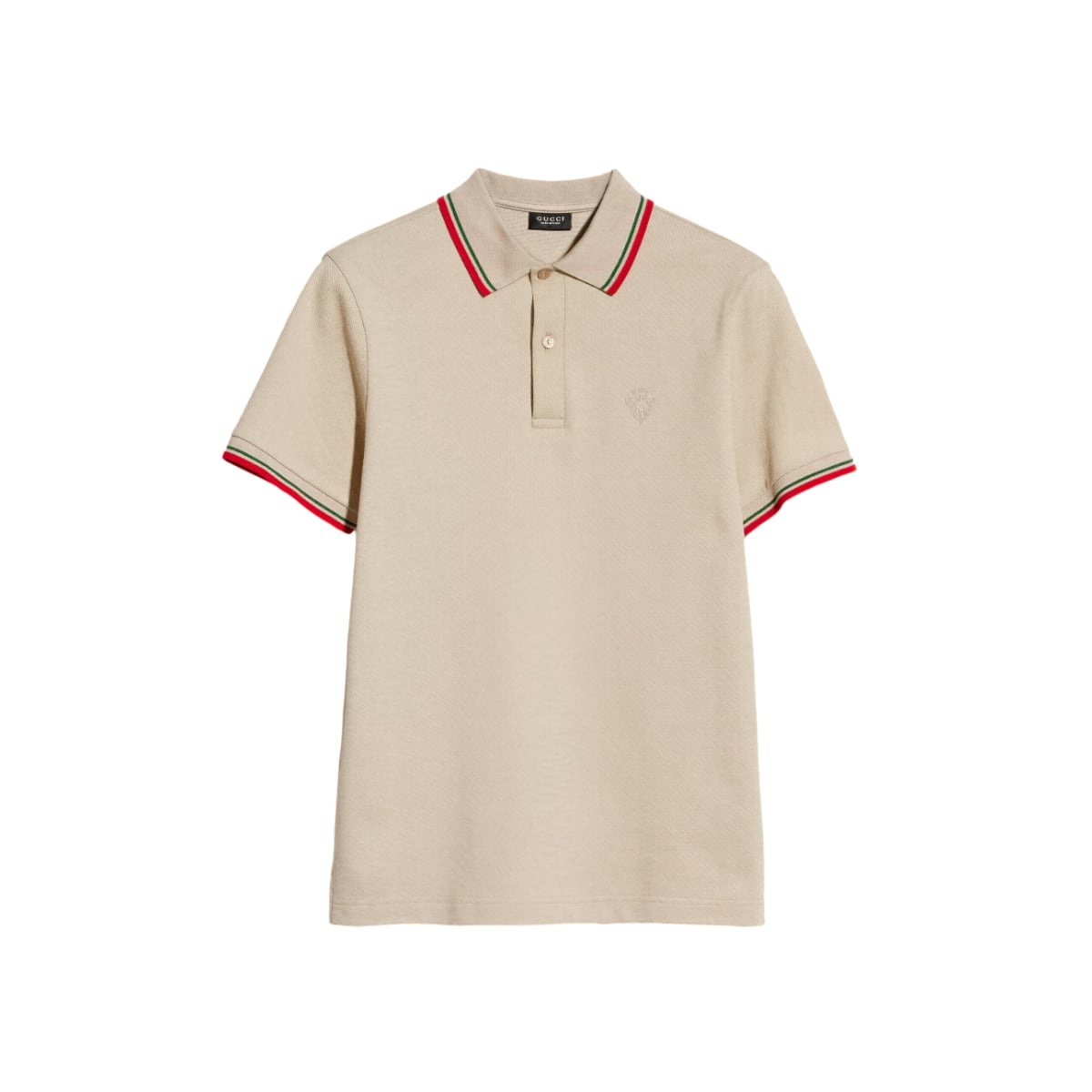 Polo Shirt Crest Logo Cotton Piquet Light Grey-Gucci