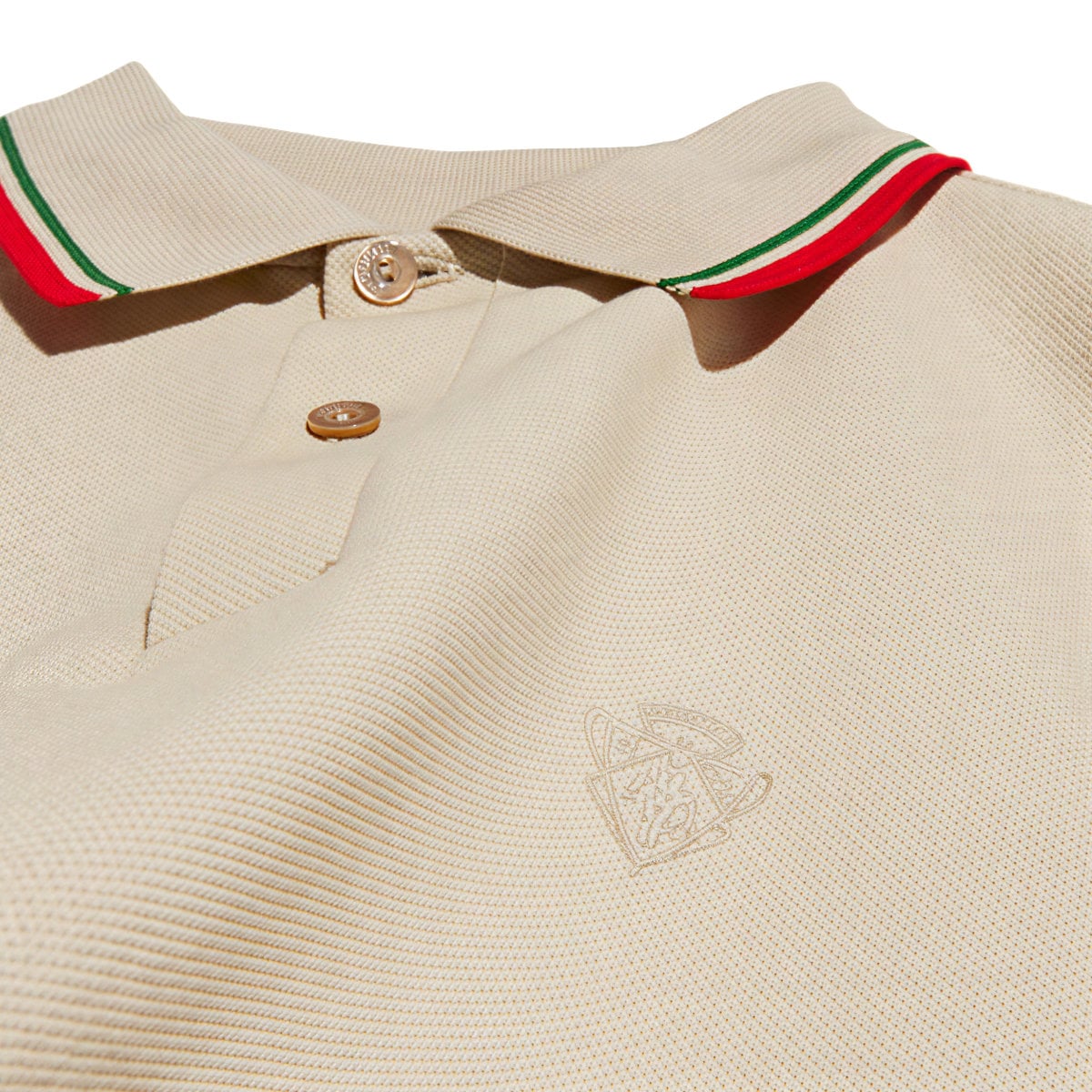 Polo Shirt Crest Logo Cotton Piquet Light Grey