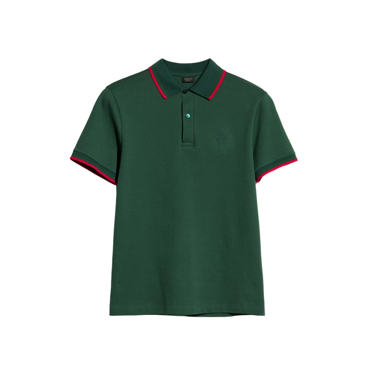 Polo Shirt Crest Logo Cotton Piquet Dark Green-Gucci