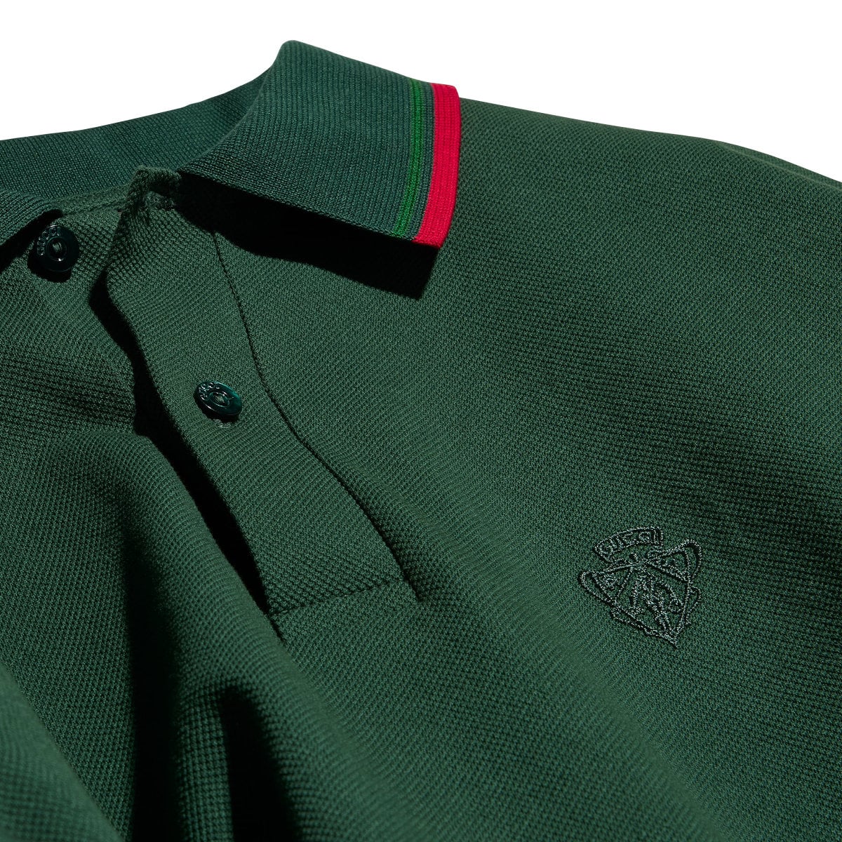 Polo Shirt Crest Logo Cotton Piquet Dark Green