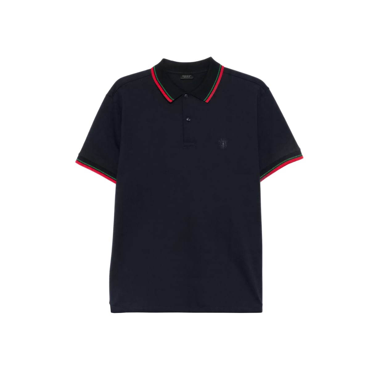 Polo Shirt Crest Logo Cotton Piquet Dark Blue-Gucci