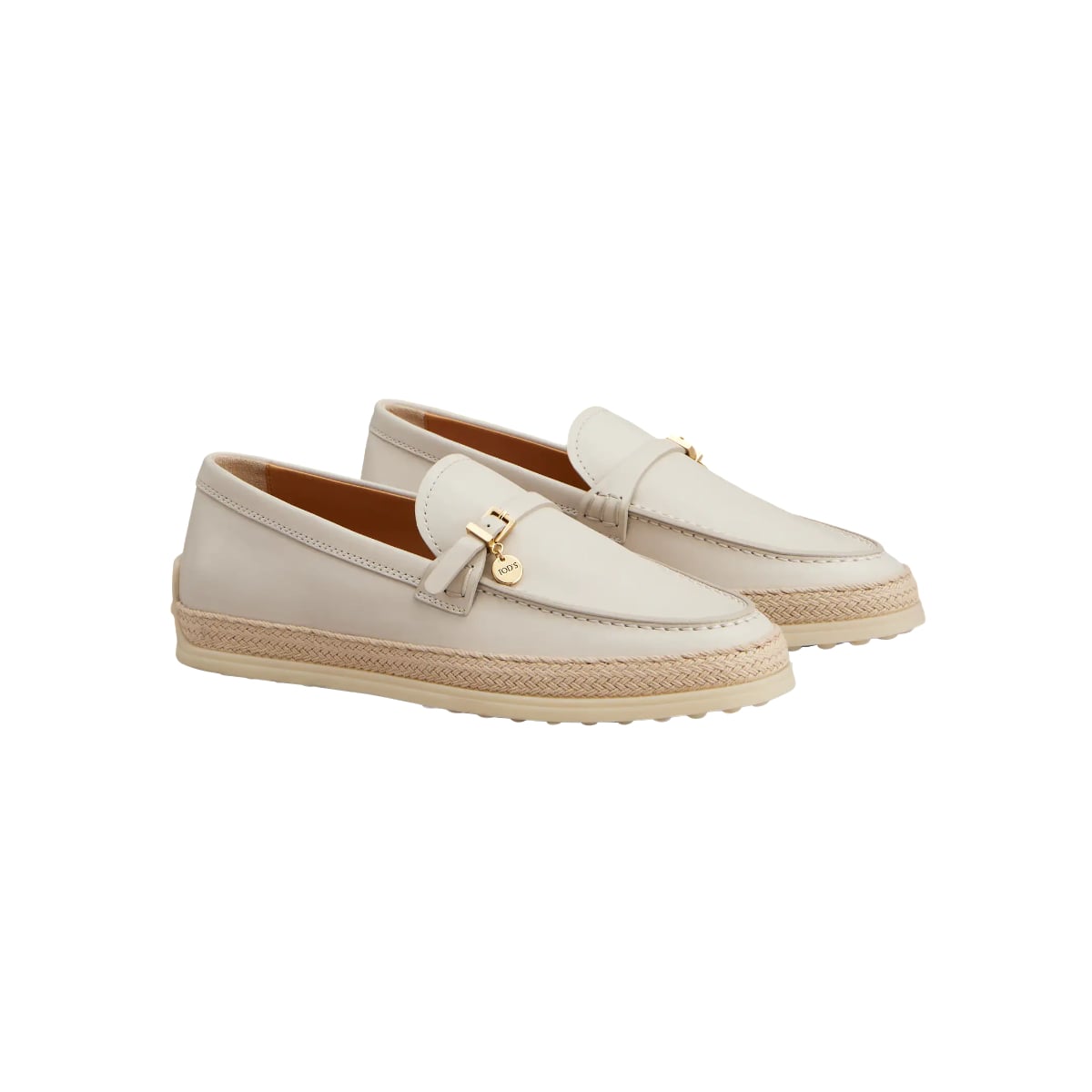 Tod's Loafer Pendant Logo Leather Off-White